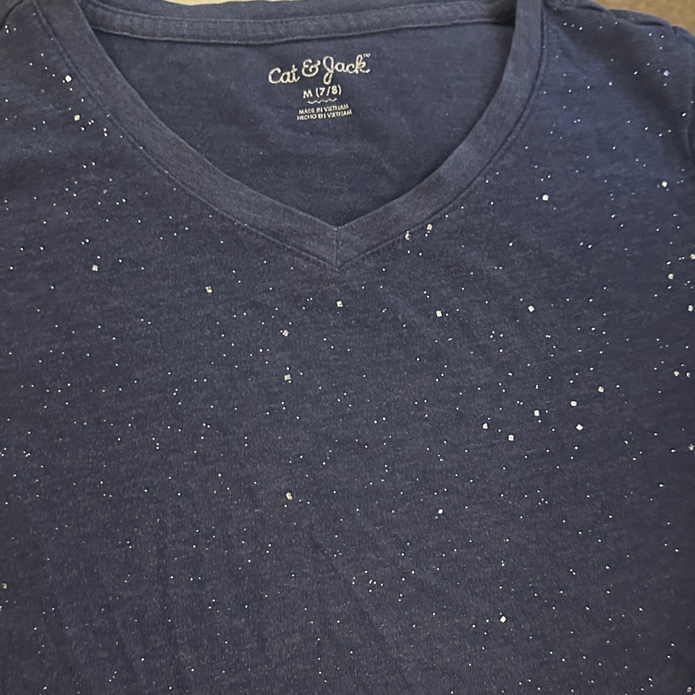 Cat & Jack Dark Blue Speckled V-Neck Tee